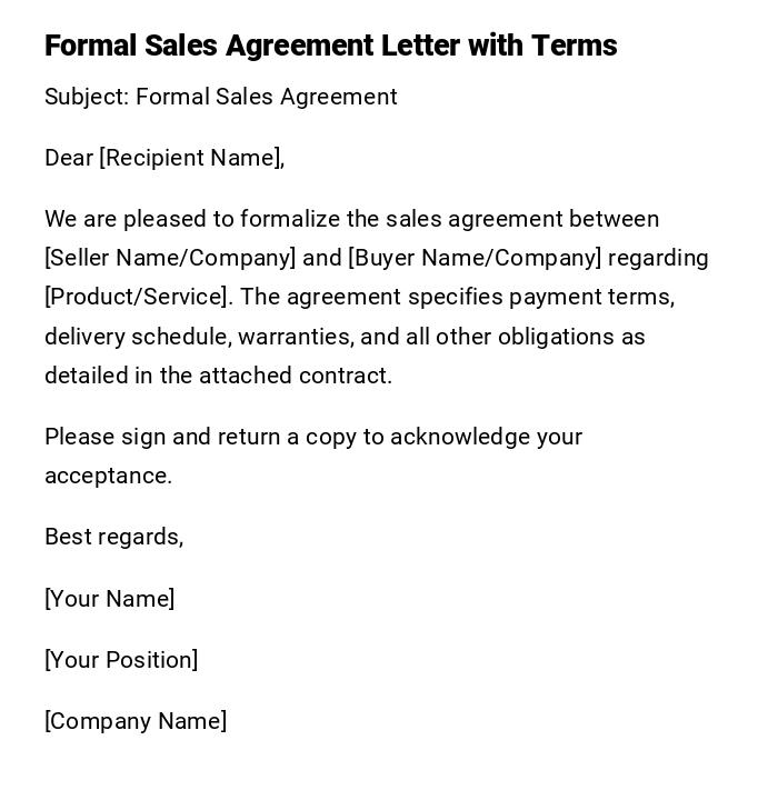 Formal Sales Agreement Letter with Terms
