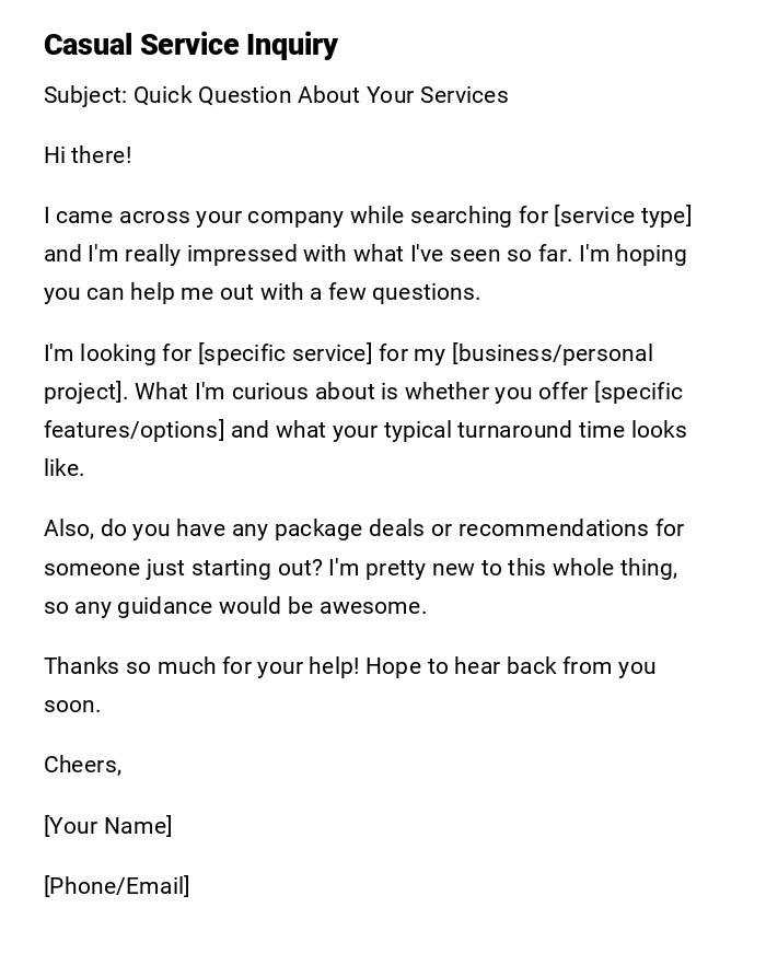 Casual Service Inquiry