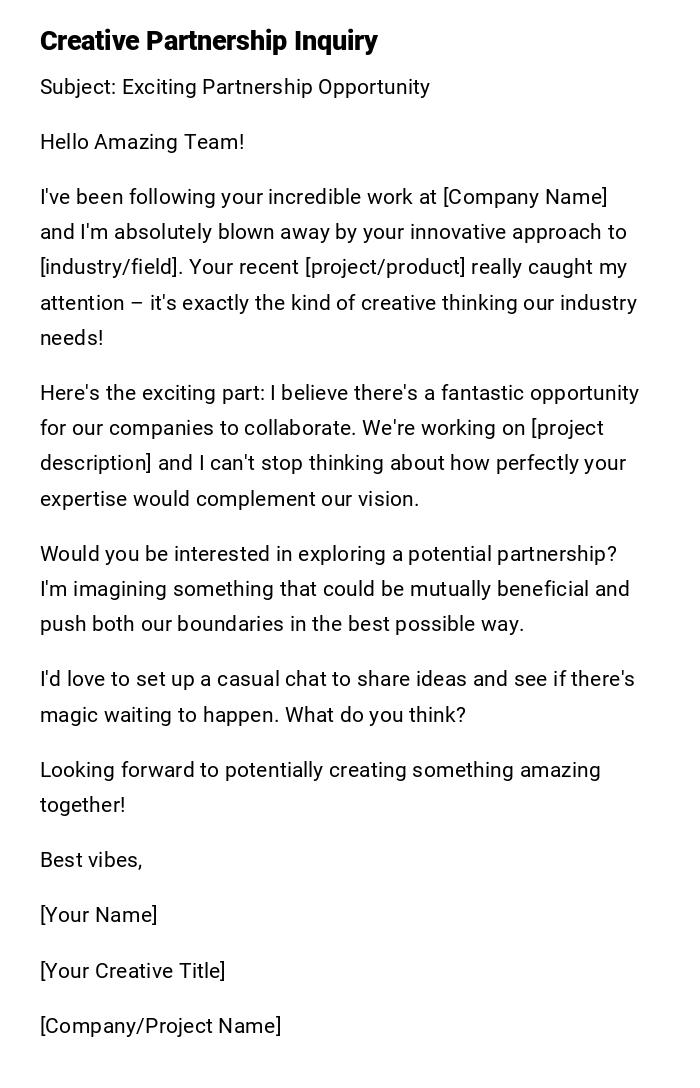 Creative Partnership Inquiry