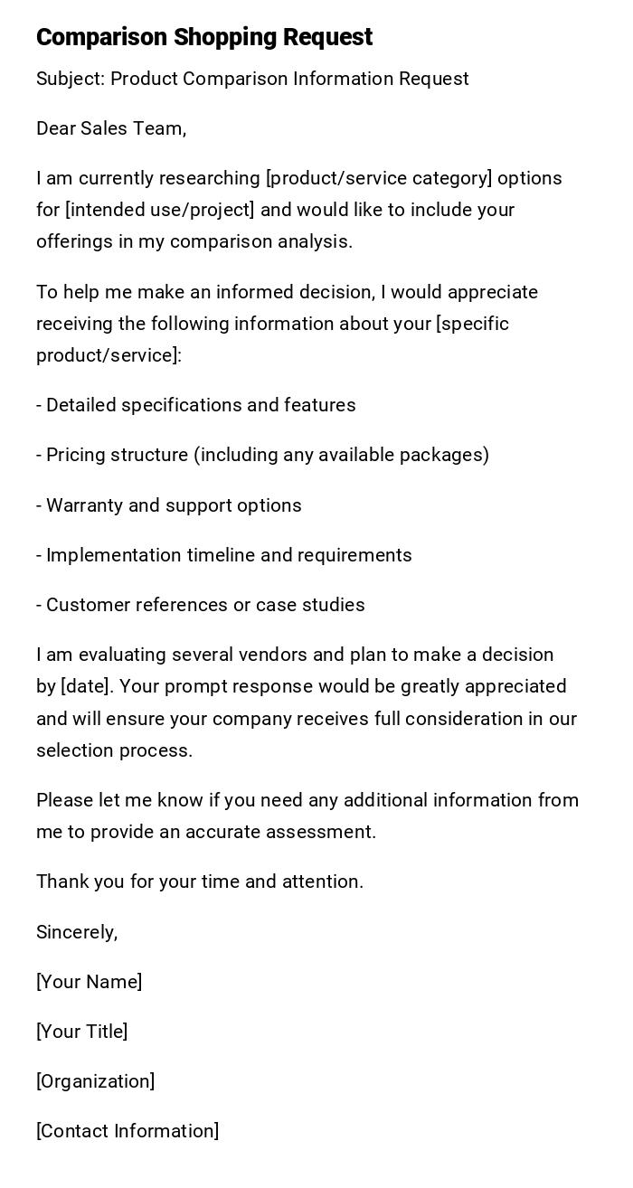 Comparison Shopping Request