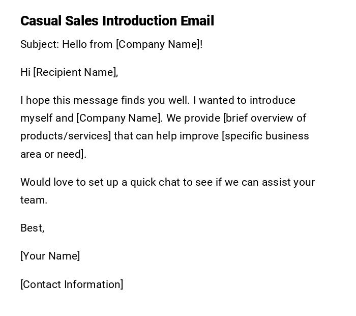 Casual Sales Introduction Email Casual Sales Introduction Email