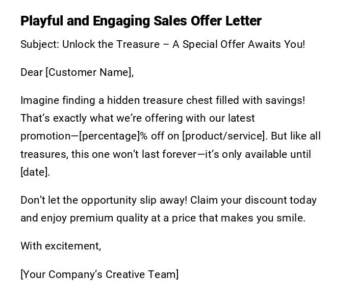 Playful and Engaging Sales Offer Letter Playful and Engaging Sales Offer Letter