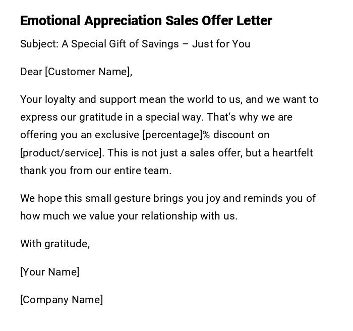 Emotional Appreciation Sales Offer Letter Emotional Appreciation Sales Offer Letter