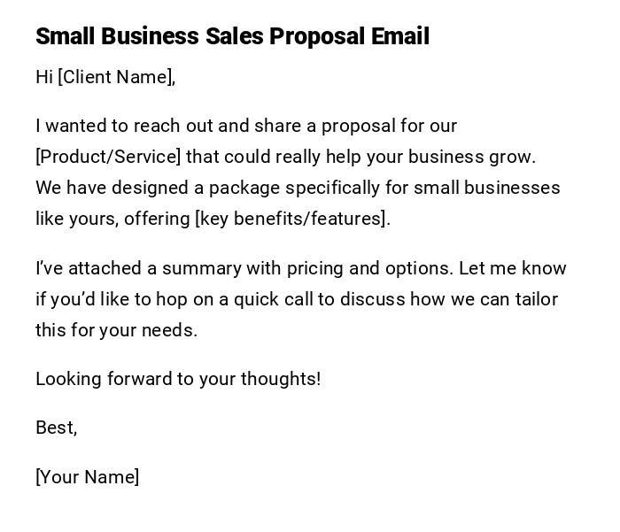Small Business Sales Proposal Email