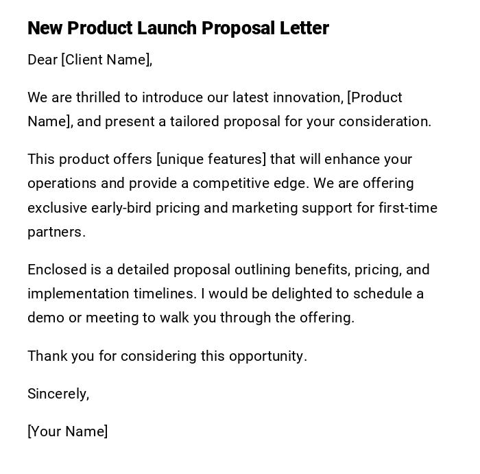 New Product Launch Proposal Letter