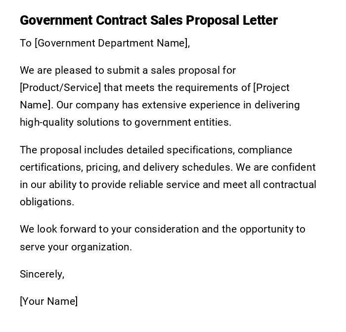 Government Contract Sales Proposal Letter