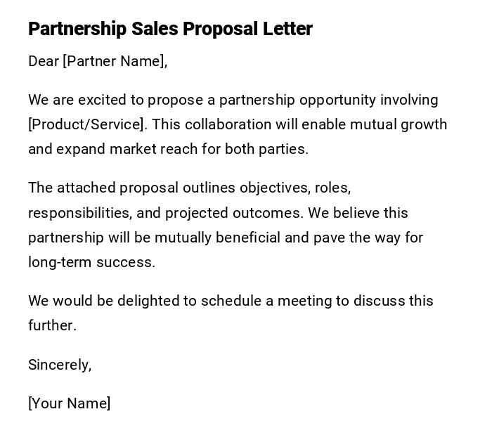 Partnership Sales Proposal Letter