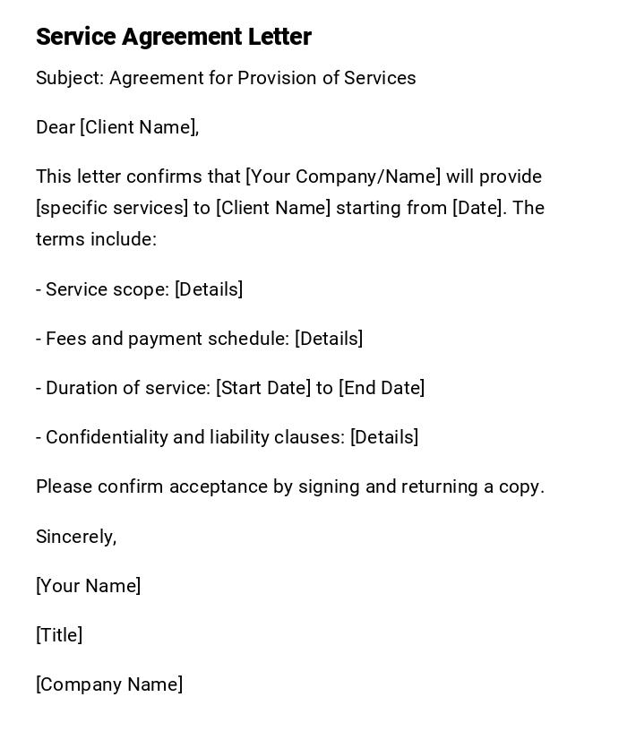 Service Agreement Letter