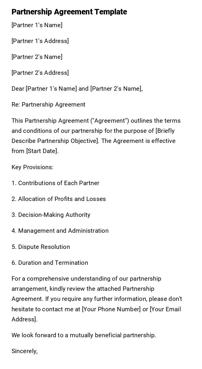 Partnership Agreement Template