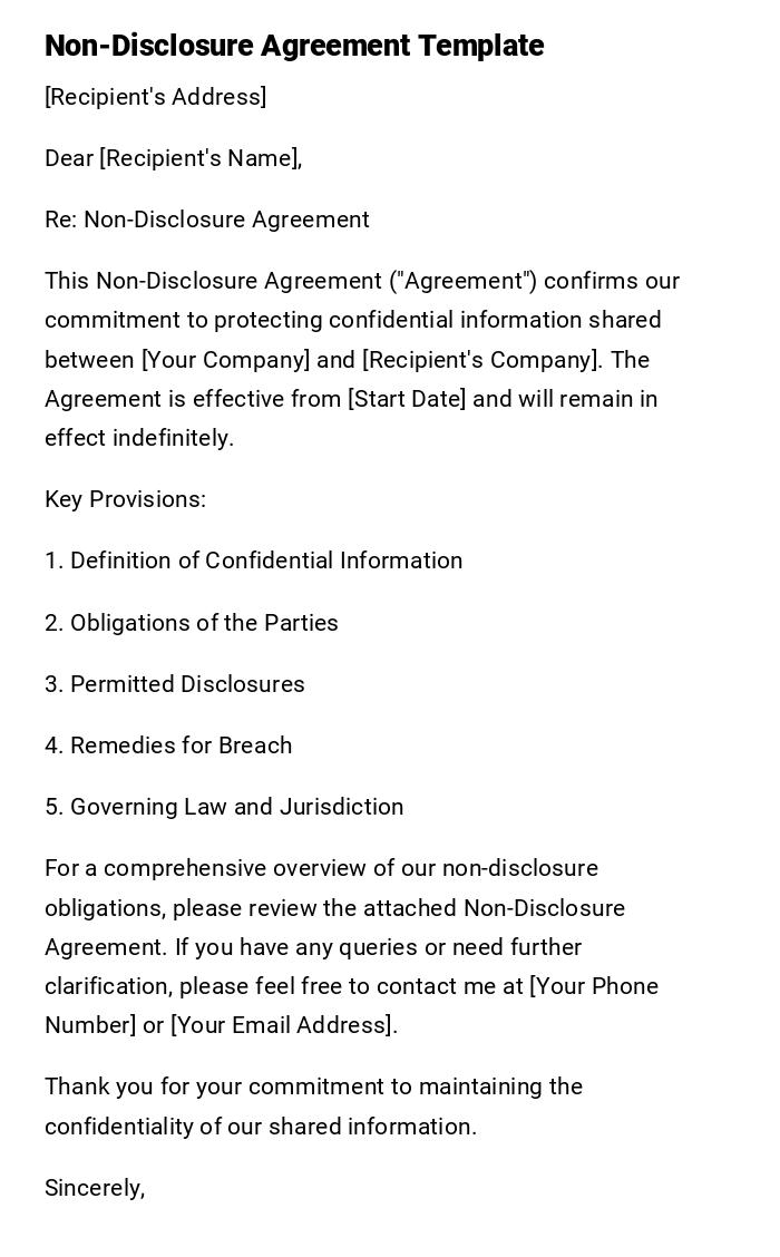 Non-Disclosure Agreement Template