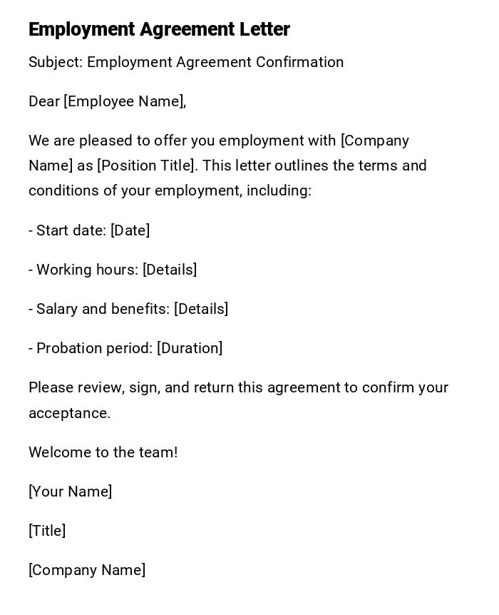 Employment Agreement Letter