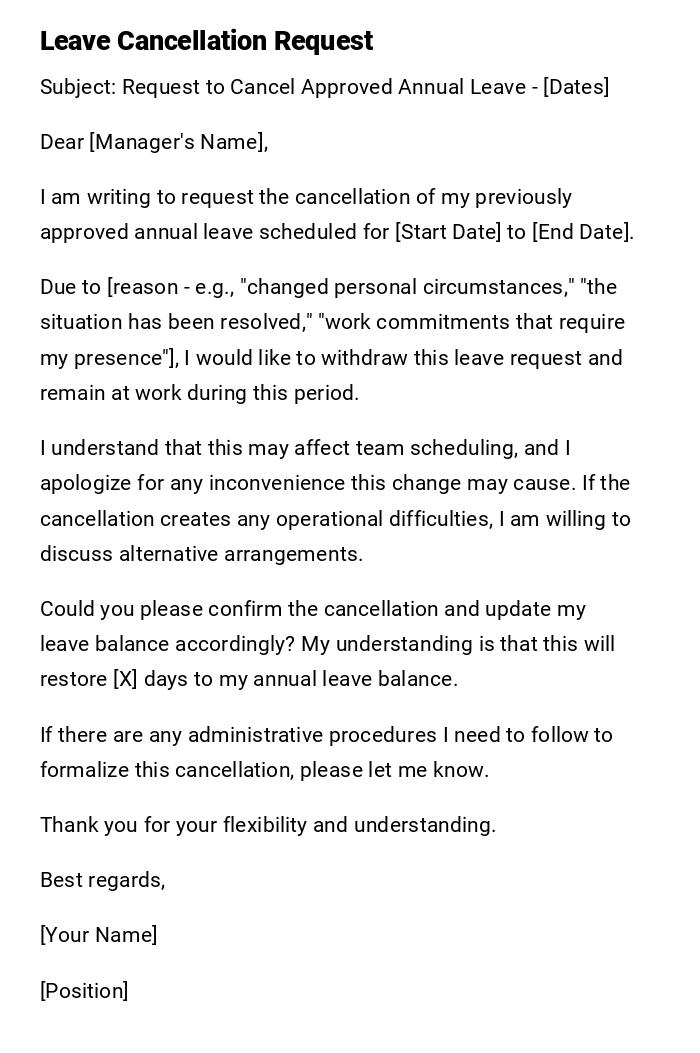 Leave Cancellation Request Leave Cancellation Request