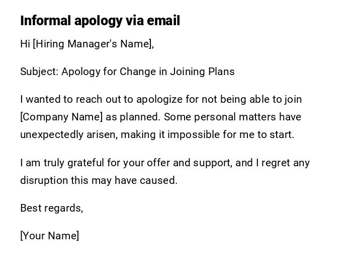 Informal apology via email