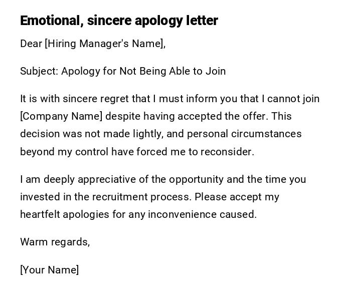 Emotional, sincere apology letter