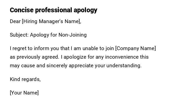 Concise professional apology
