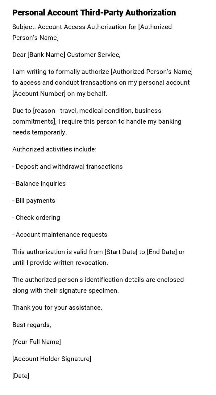 Personal Account Third-Party Authorization