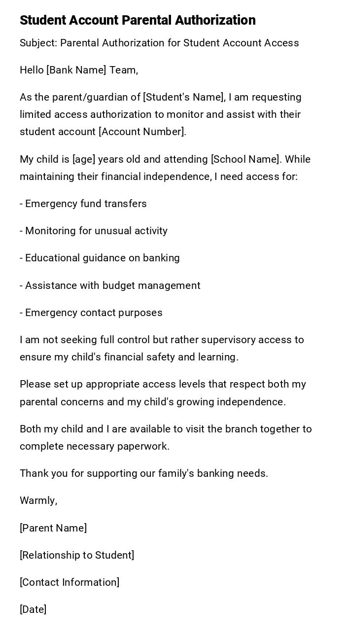 Student Account Parental Authorization