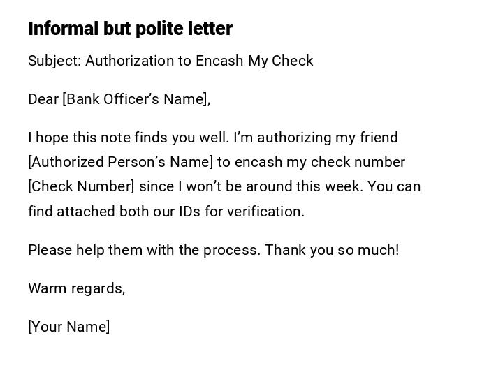 Informal but polite letter Informal but polite letter