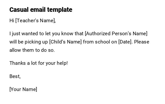 Casual email template