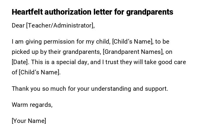 Heartfelt authorization letter for grandparents