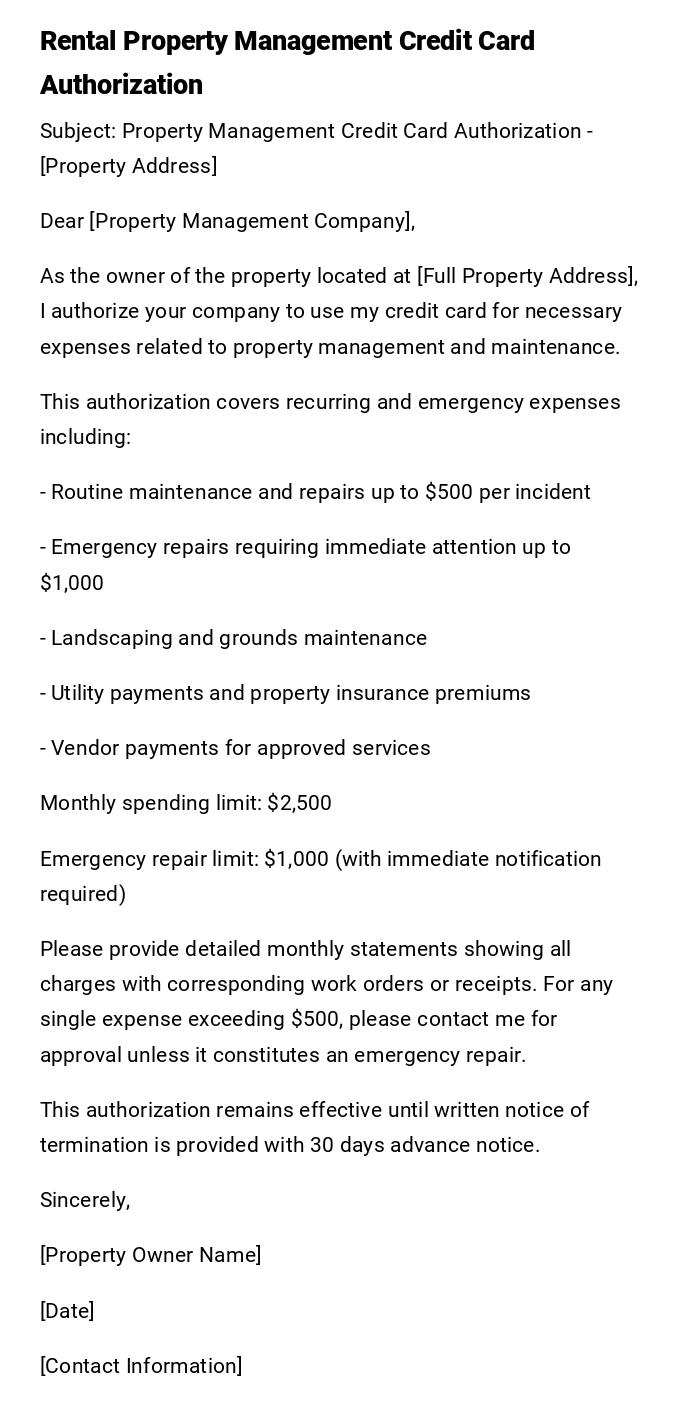 Rental Property Management Credit Card Authorization Rental Property Management Credit Card Authorization