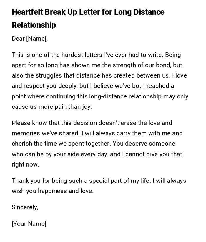 Heartfelt Break Up Letter for Long Distance Relationship Heartfelt Break Up Letter for Long Distance Relationship
