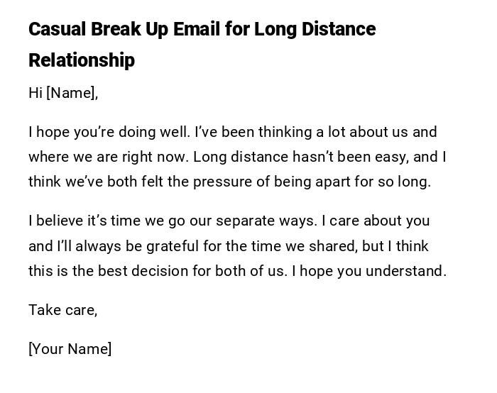 Casual Break Up Email for Long Distance Relationship Casual Break Up Email for Long Distance Relationship