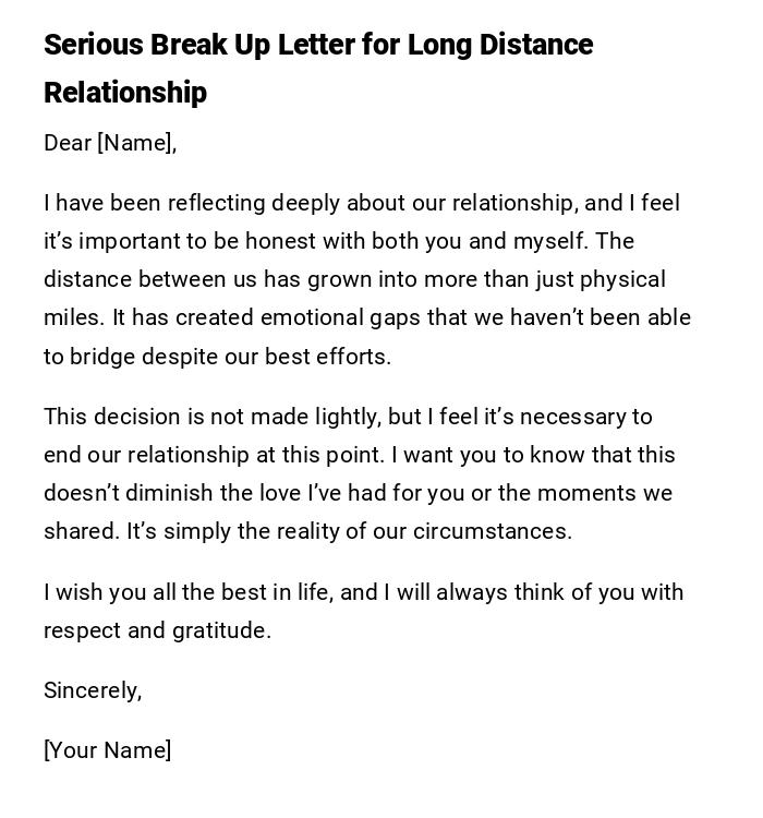 Serious Break Up Letter for Long Distance Relationship Serious Break Up Letter for Long Distance Relationship