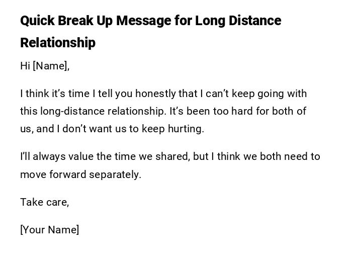 Quick Break Up Message for Long Distance Relationship Quick Break Up Message for Long Distance Relationship