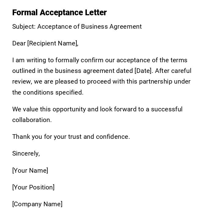 Formal Acceptance Letter Formal Acceptance Letter