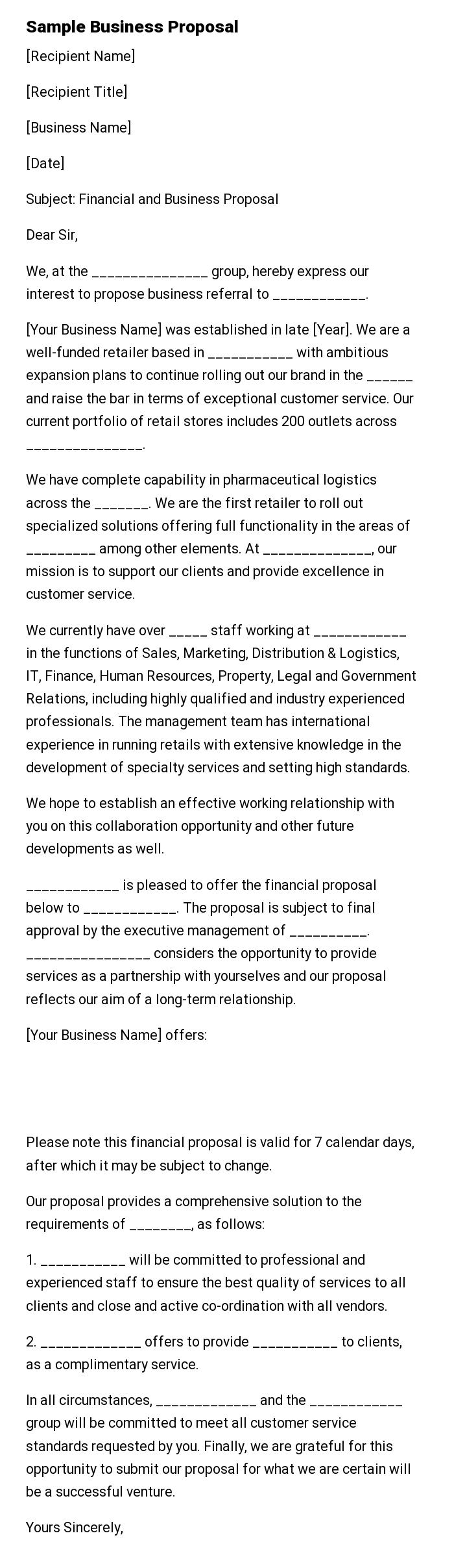 Sample Business Proposal