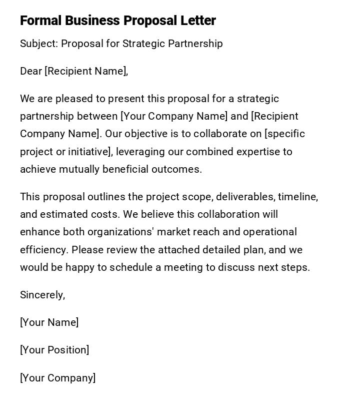 Formal Business Proposal Letter