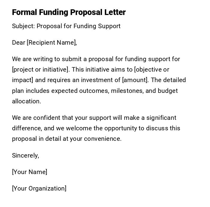 Formal Funding Proposal Letter