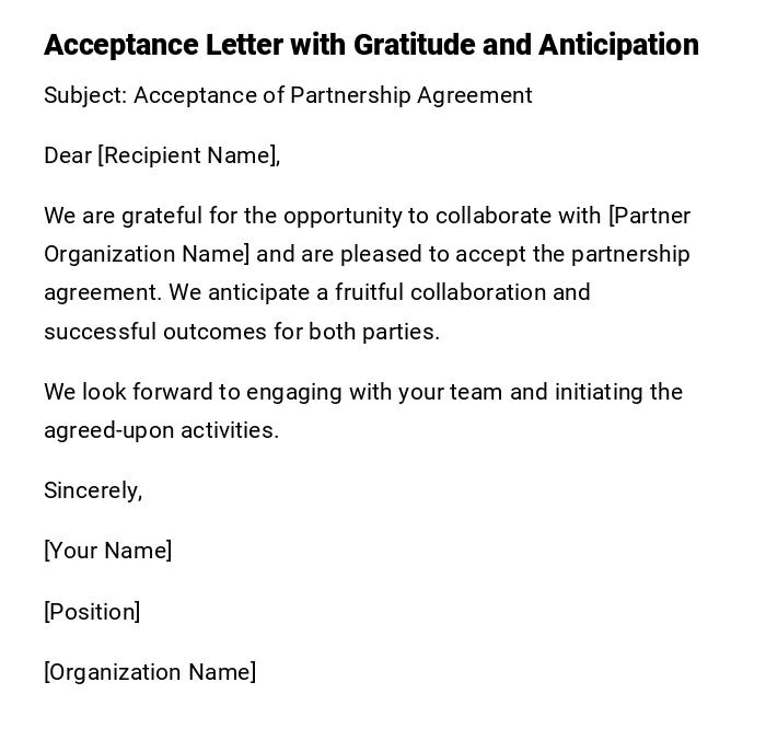 Acceptance Letter with Gratitude and Anticipation Acceptance Letter with Gratitude and Anticipation