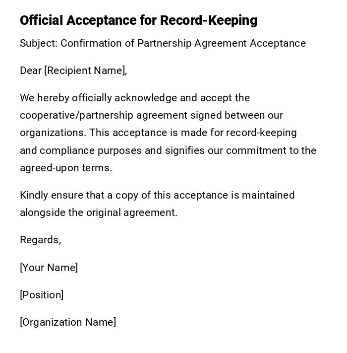 Official Acceptance for Record-Keeping Official Acceptance for Record-Keeping
