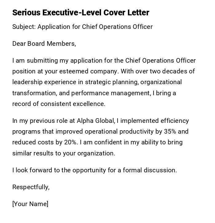 Serious Executive-Level Cover Letter Serious Executive-Level Cover Letter