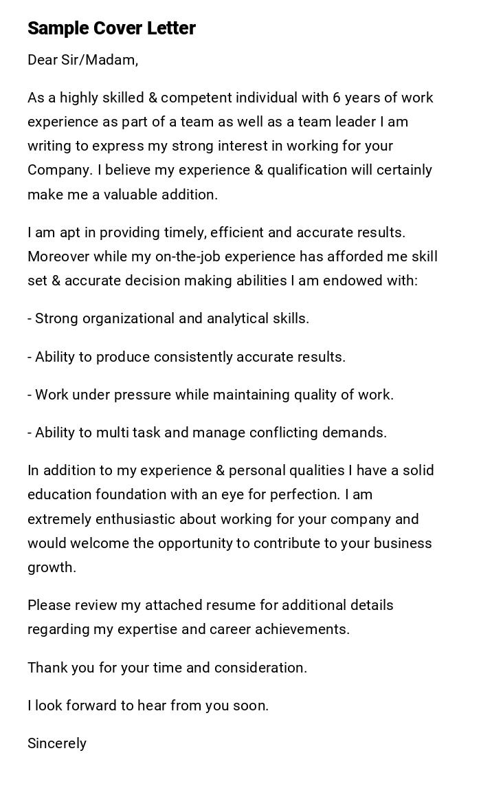 Sample Cover Letter Sample Cover Letter