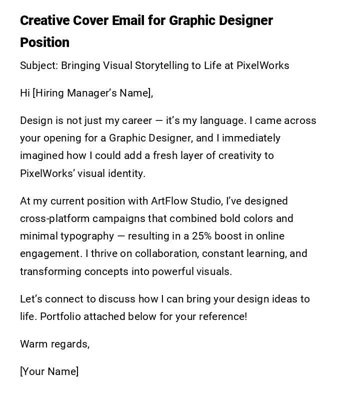 Creative Cover Email for Graphic Designer Position Creative Cover Email for Graphic Designer Position