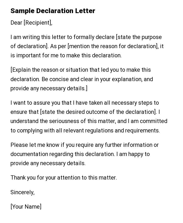 Sample Declaration Letter