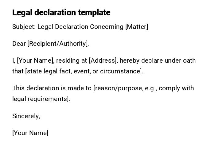 Legal declaration template Legal declaration template