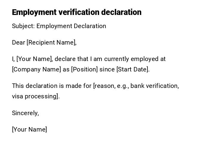 Employment verification declaration Employment verification declaration