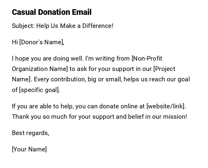 Casual Donation Email Casual Donation Email