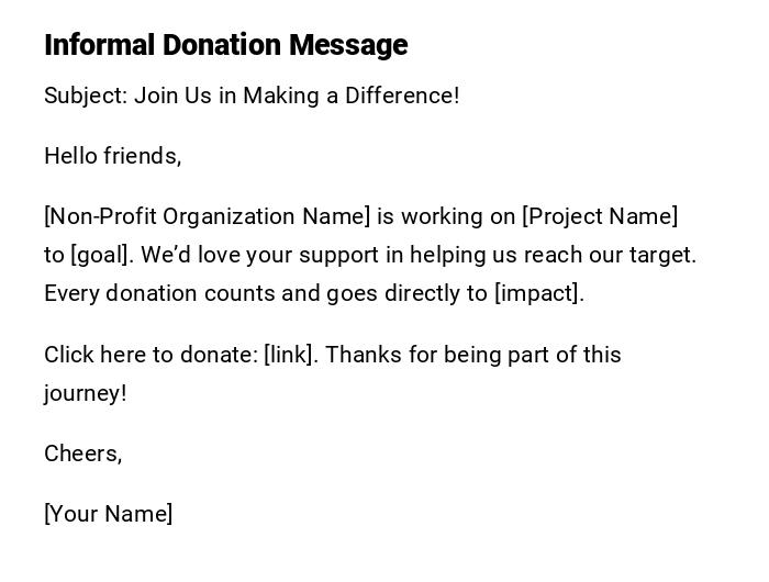 Informal Donation Message Informal Donation Message