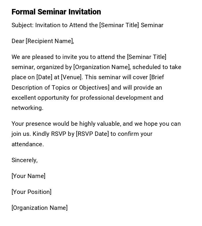 Formal Seminar Invitation