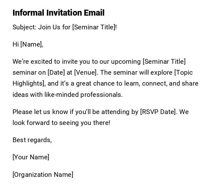 Informal Invitation Email