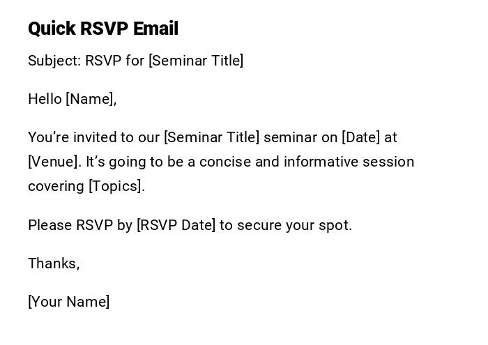 Quick RSVP Email