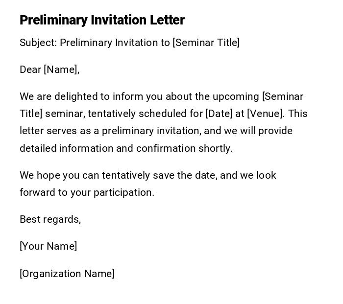 Preliminary Invitation Letter