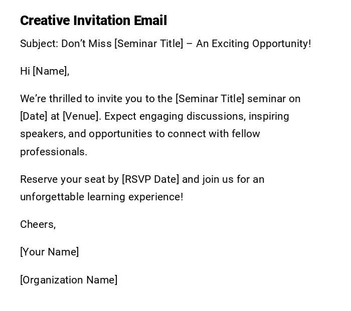 Creative Invitation Email