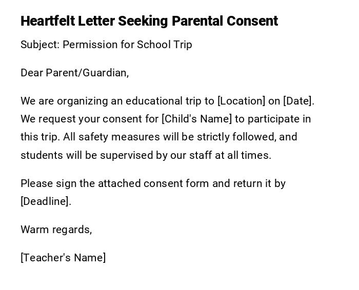Heartfelt Letter Seeking Parental Consent Heartfelt Letter Seeking Parental Consent