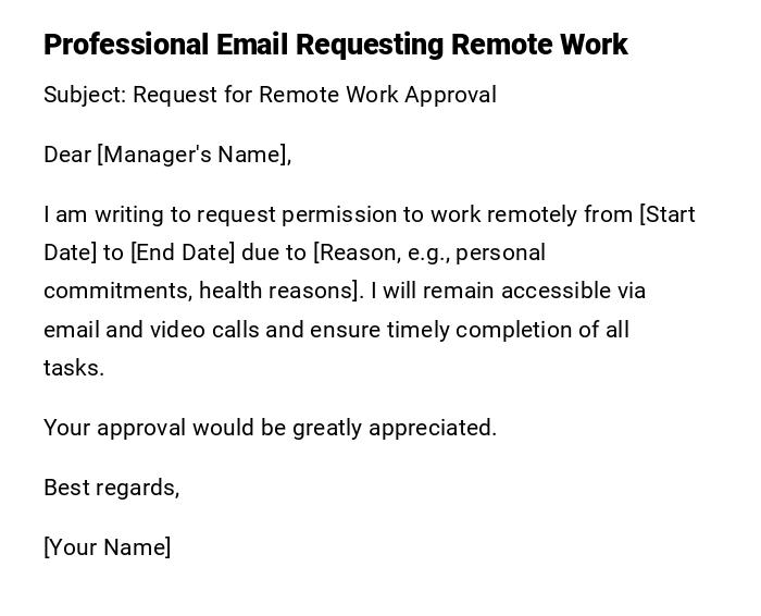Professional Email Requesting Remote Work Professional Email Requesting Remote Work